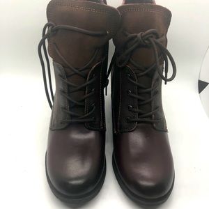 Dark wine color combat boots